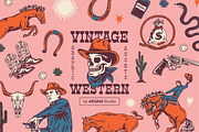 Vintage Western Graphic Assets, an Illustration by ARQAM Studio (Thumbnail 1 of 9)