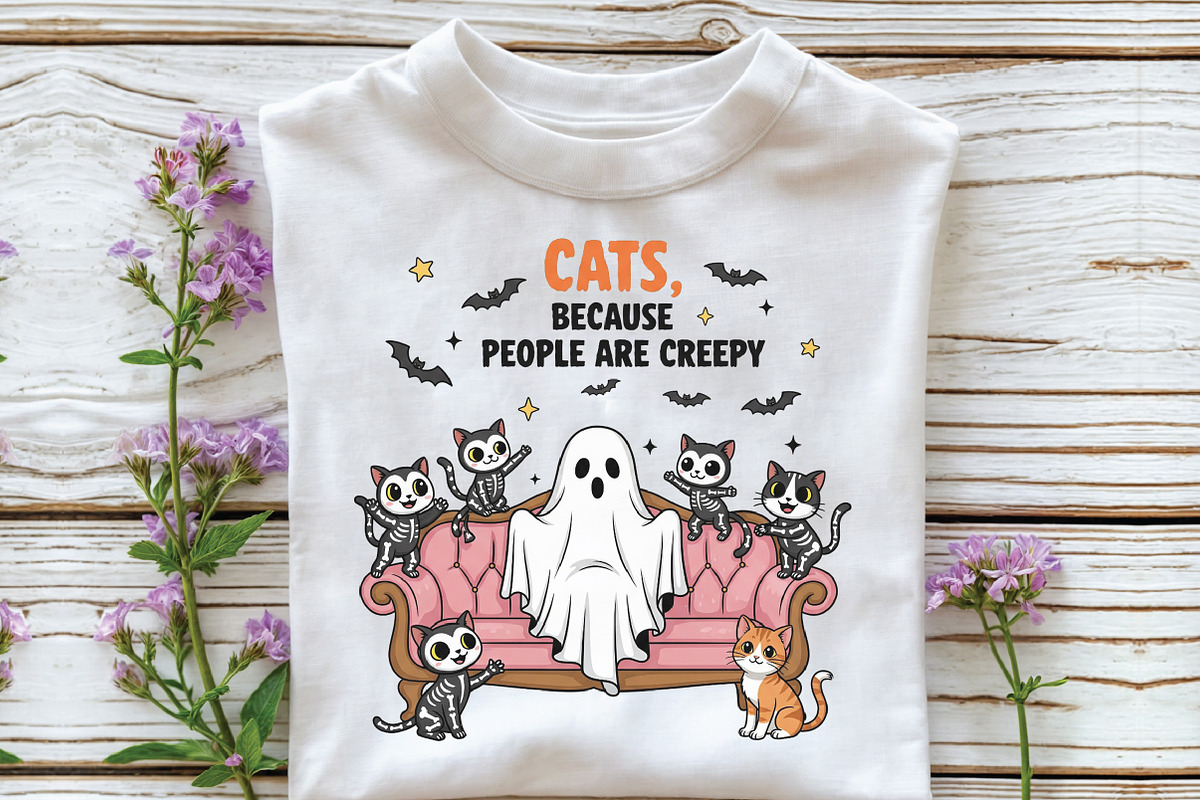 Cats People Are Creepy skeleton Cat, an Illustration by CraftArtStudio (Photo 4 of 4)
