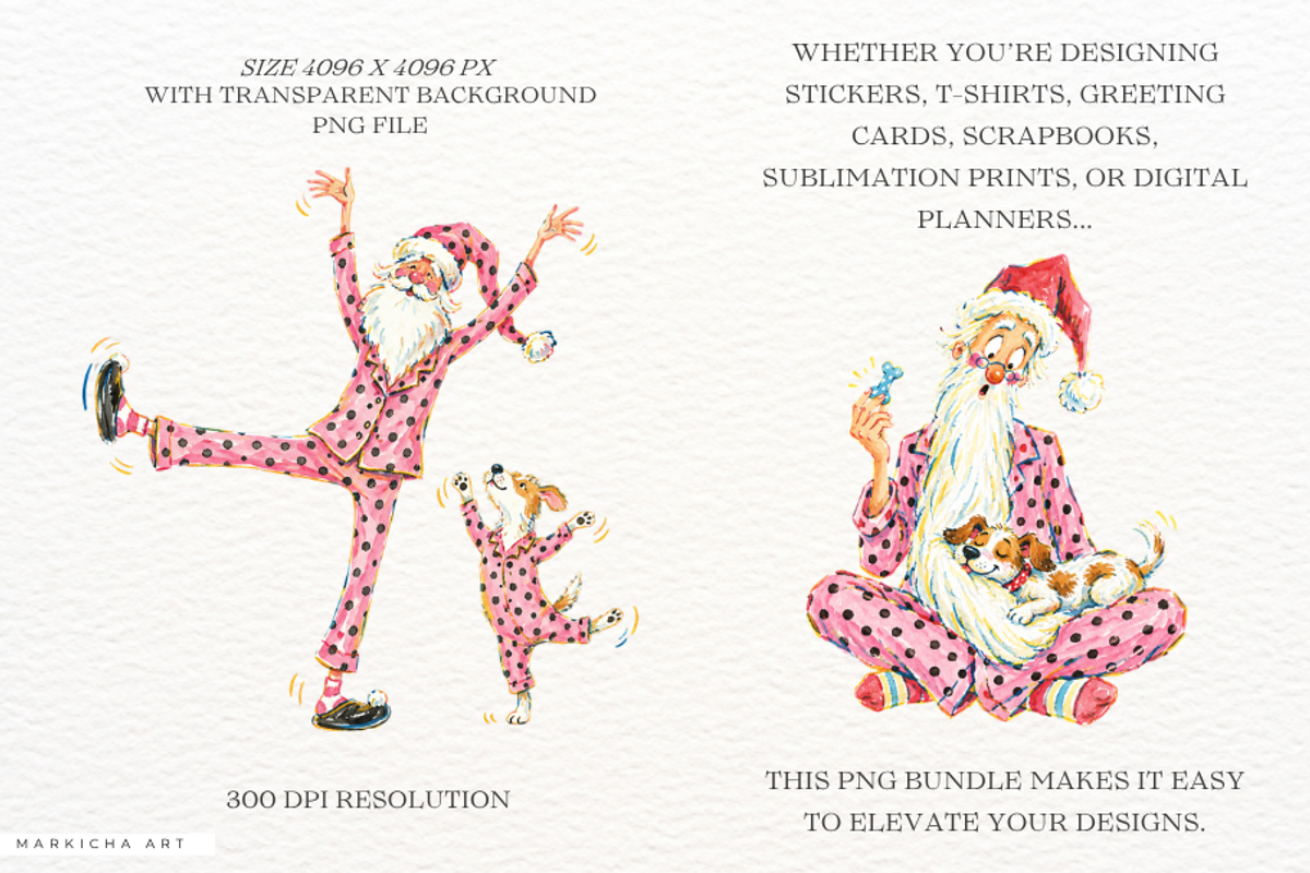 Santa With His Dog PNGs, a Seasonal Illustration by Markicha Art (Photo 2 of 5)