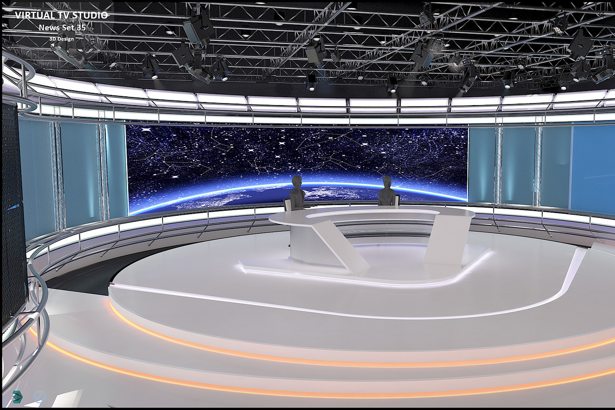 Virtual TV Studio News Set 35, an Architecture 3D Model by akerStudio (Photo 21 of 39)