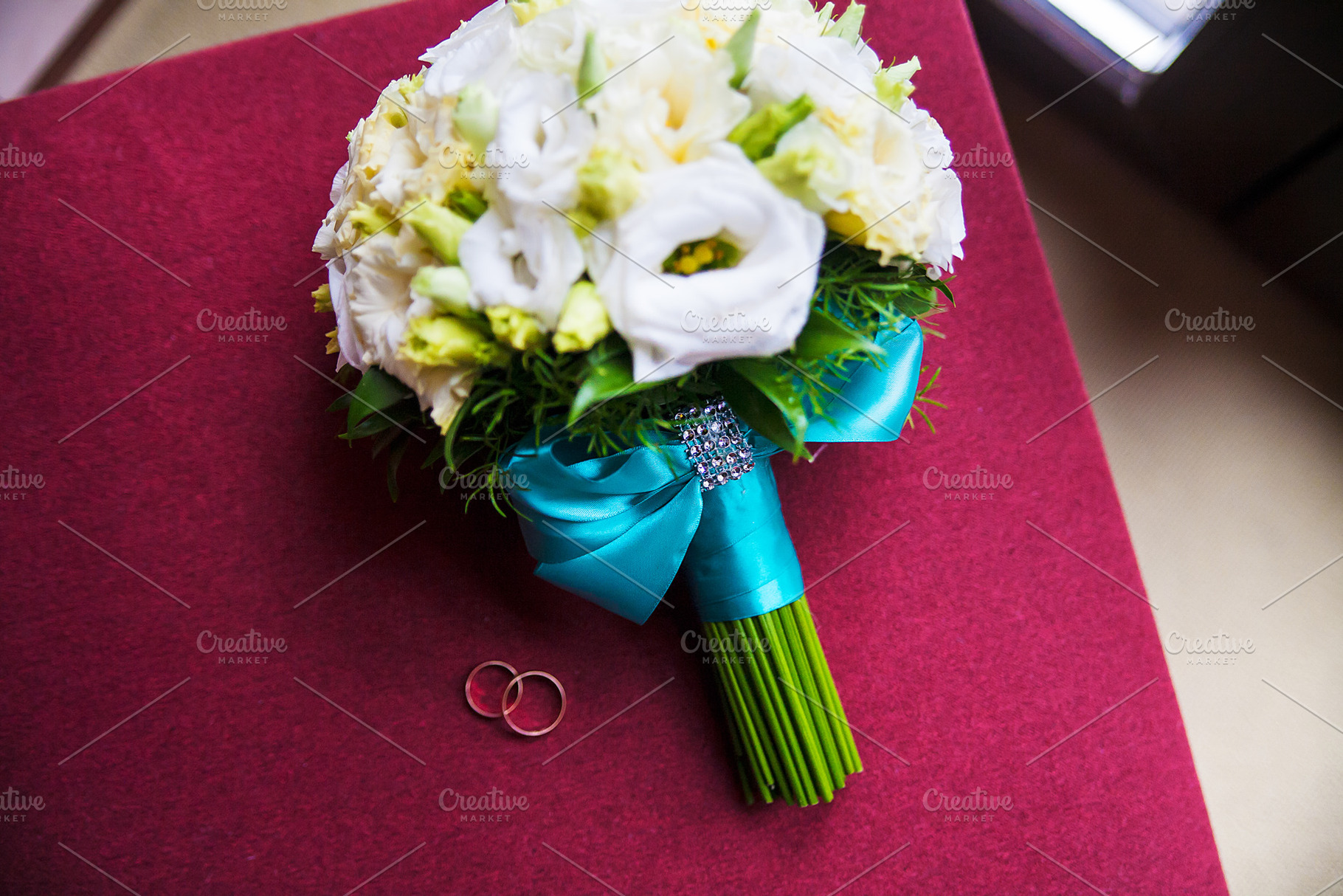 beautiful wedding bouquet on a soft red chair, a Beauty & Fashion Photo by Artsaba Family