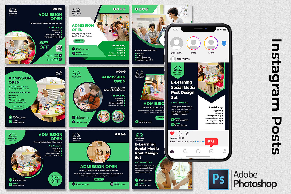 Schooling Instagram Posts, a Social Media Template by Mohammad Sarfaraz (Photo 1 of 5)