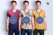 Men's Vneck Tshirt Mockup, a Shirt Mockup by Designertale (Thumbnail 4 of 12)