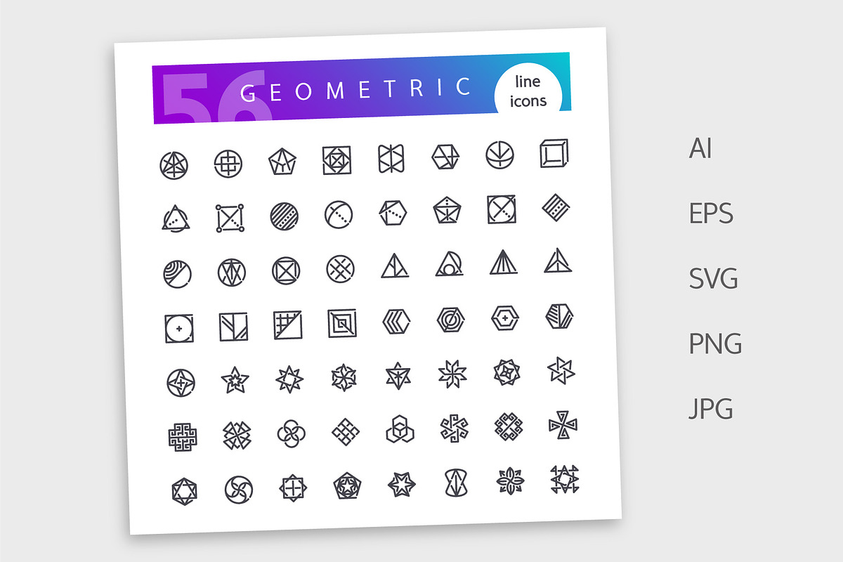 Geometric Line Icons Set, an Outline Icon by Voysla's Shop (Photo 4 of 4)
