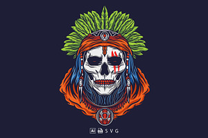 Skull Indian Illustration, a Person Illustration by Stock Shape