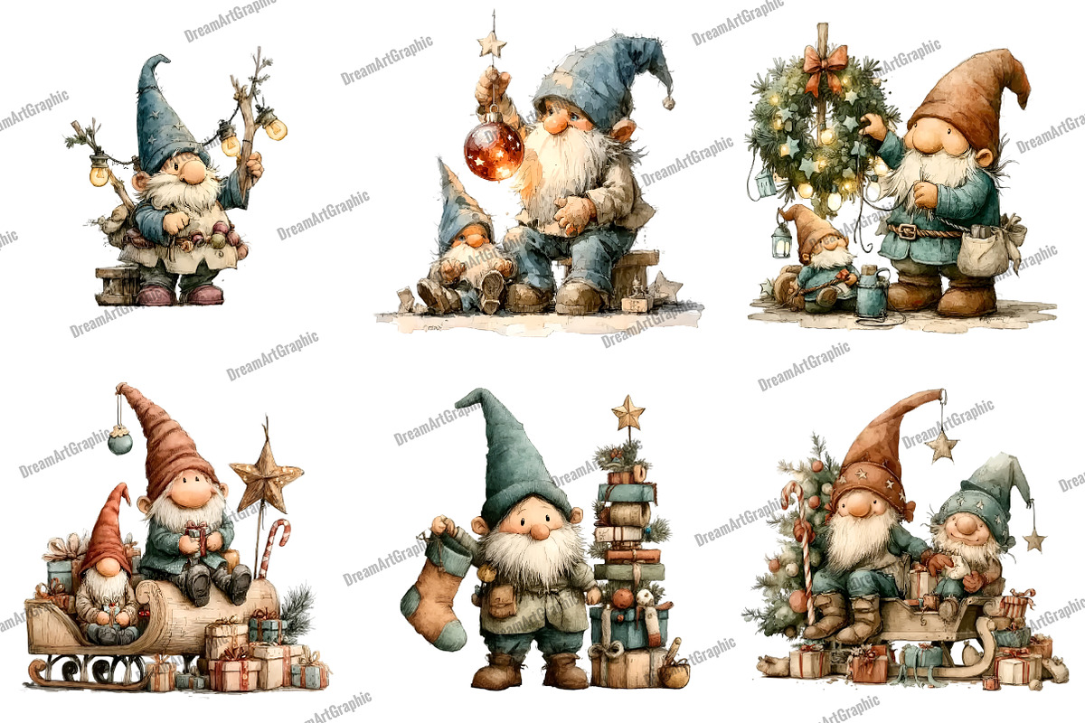 Christmas Gnomes Clipart, an Illustration by DreamArtGraphic (Photo 2 of 5)