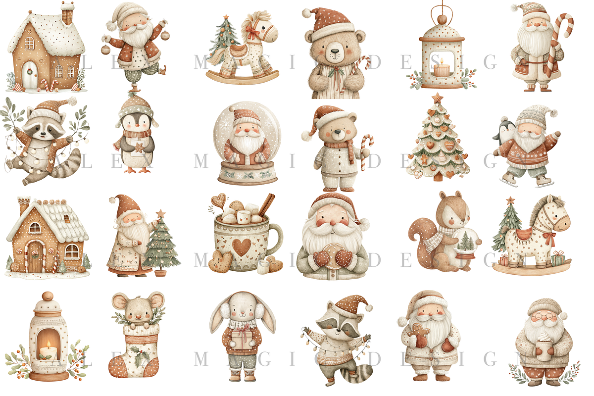 Cozy White Christmas Clipart Set, a Decorative Illustration by Pati Charm Studio (Photo 2 of 7)