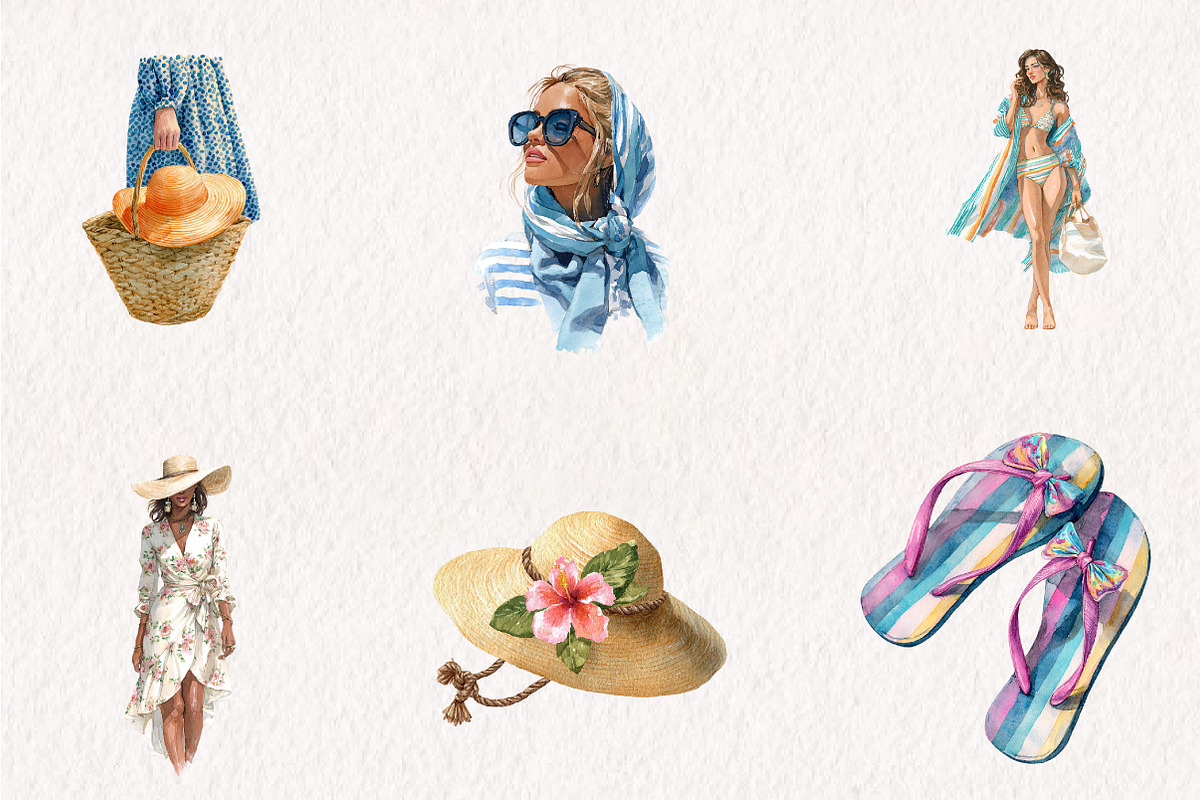 Summer Coastal Fashion Clipart, an Illustration by CreationArt (Photo 7 of 7)