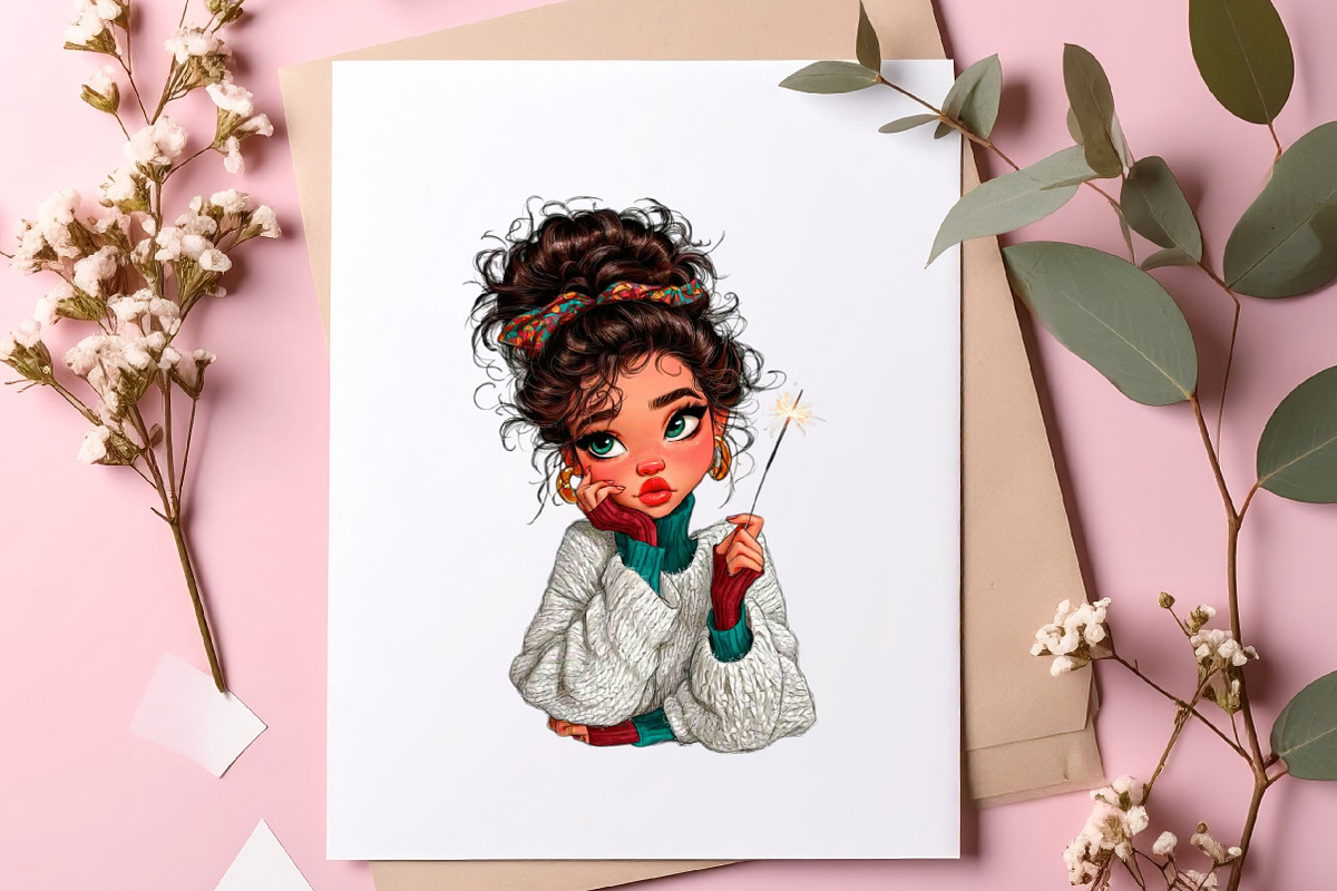 Quirky Girl New Year Clipart, an Illustration by SinaCreation (Photo 8 of 11)