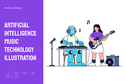 Artificial Intelligence Music, a Technology Illustration by Partikusi Design (Thumbnail 1 of 3)