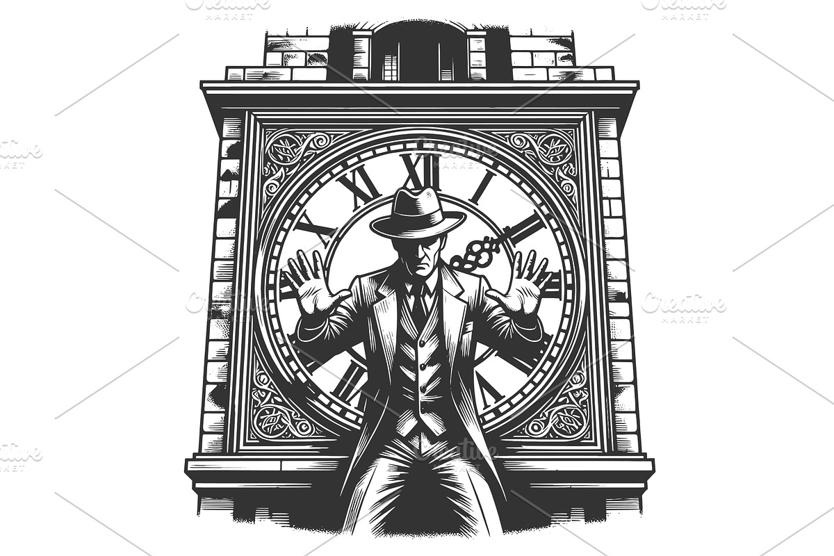 Man Controlling Time In Front Of, a Person Illustration by AlexArt