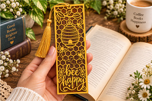 Bee Happy Bookmark SVG Cut File