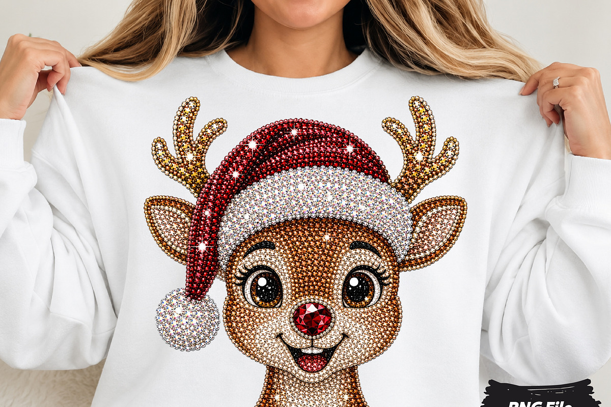 Christmas Reindeer Glitter PNG, a Seasonal Illustration by DreamCafeArt (Photo 1 of 6)