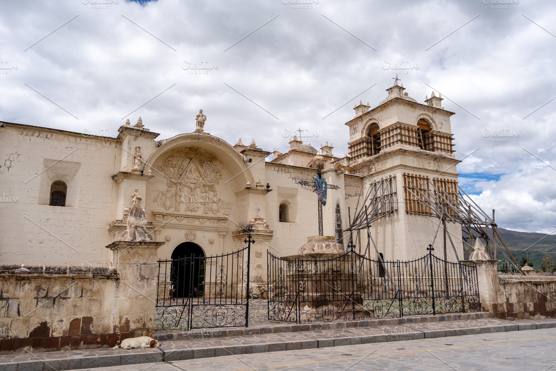 Historic church in Colca Canyon, Peru, with ornate façade, an Architecture Photo by GoodGoods