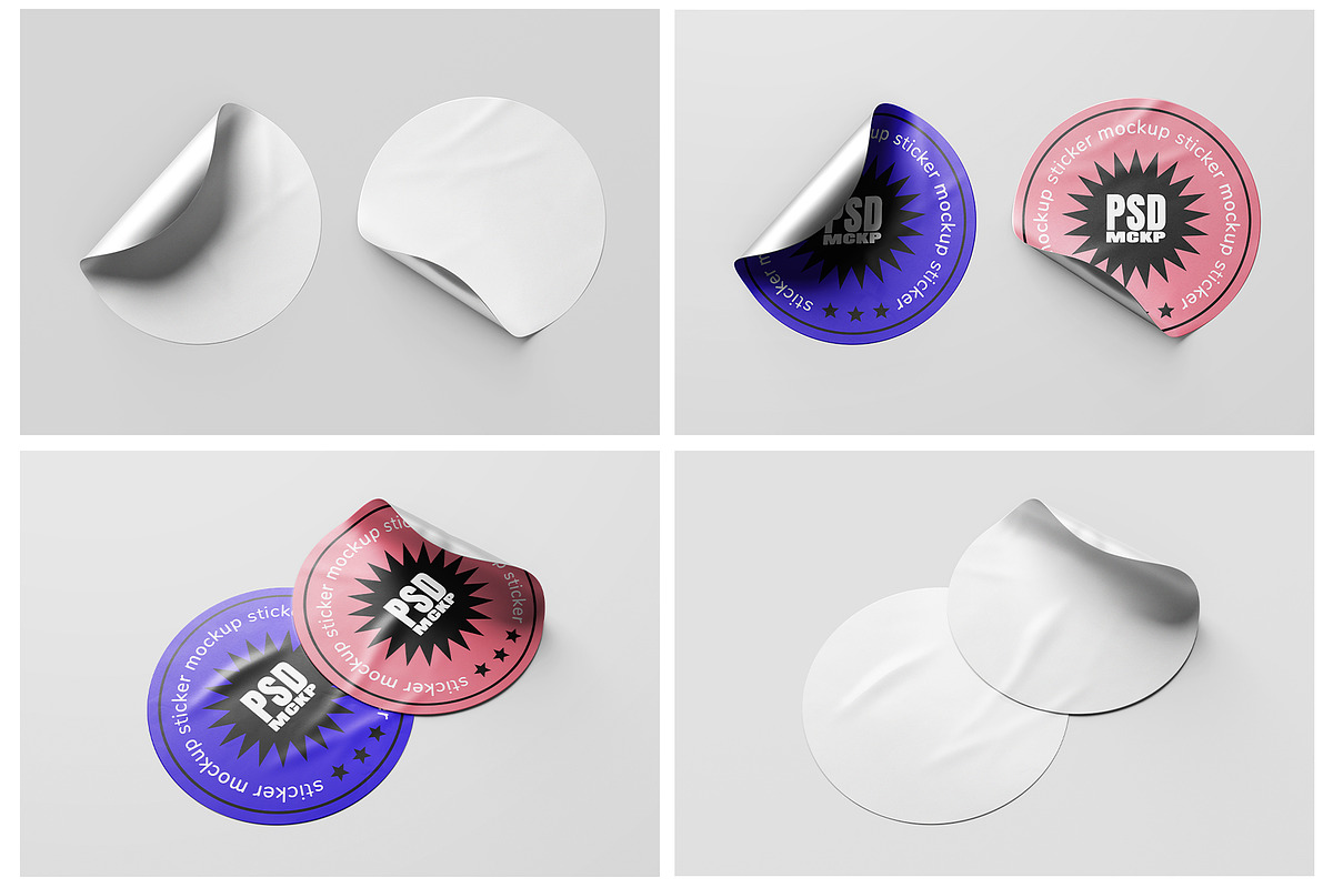 Round Sticker Label Mockup Set, a Merchandise Mockup by Remnand Studio (Photo 8 of 9)
