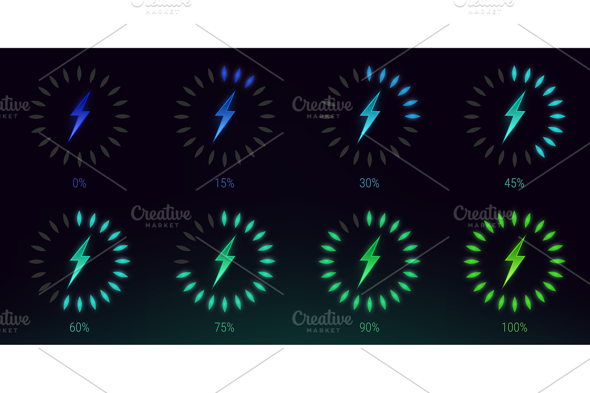 Wireless charge battery meter icons, a Technology Illustration by art PVP - market