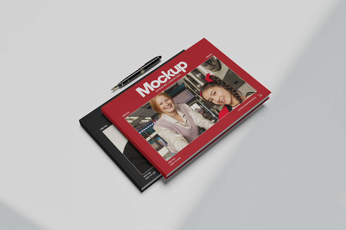 A4 Landscape Magazine Mockup, a Books & Magazine Mockup by xavier_studio