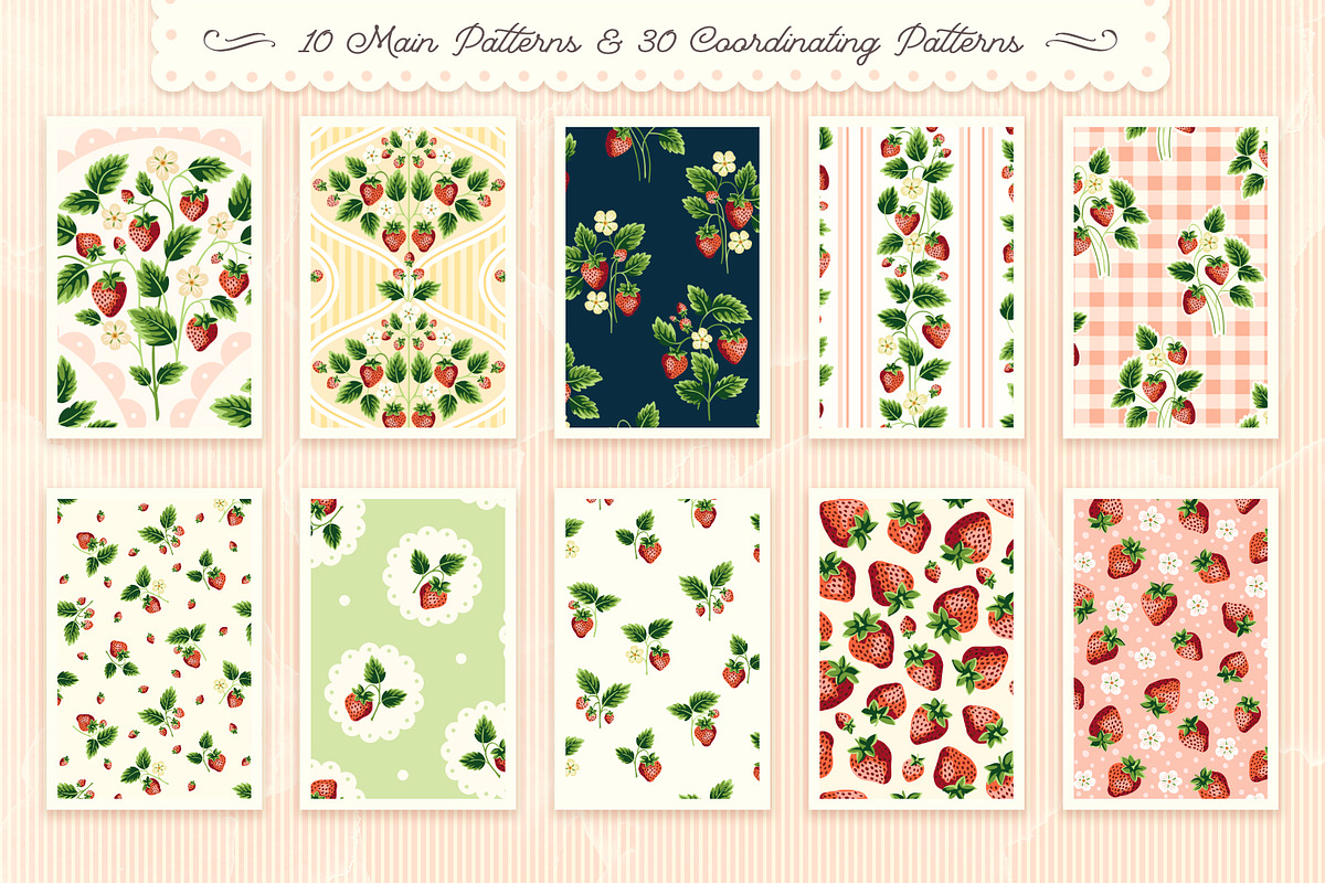 Cottage Strawberry Clipart & Pattern, a Pattern Graphic by PATTERNS etc. (Photo 8 of 16)