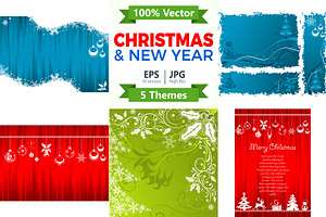 Christmas and New Year Backgrounds, a Decorative Illustration by TAlex