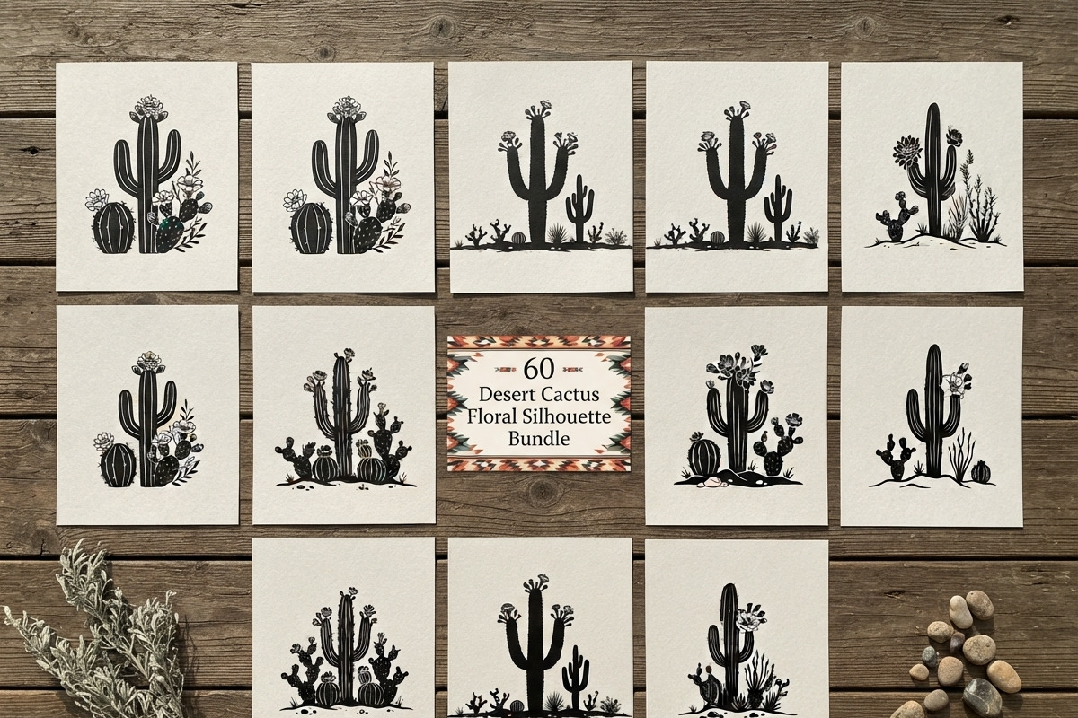 60 Desert Cactus Floral Silhouette, a Seasonal Illustration by Amazin_art (Photo 1 of 35)