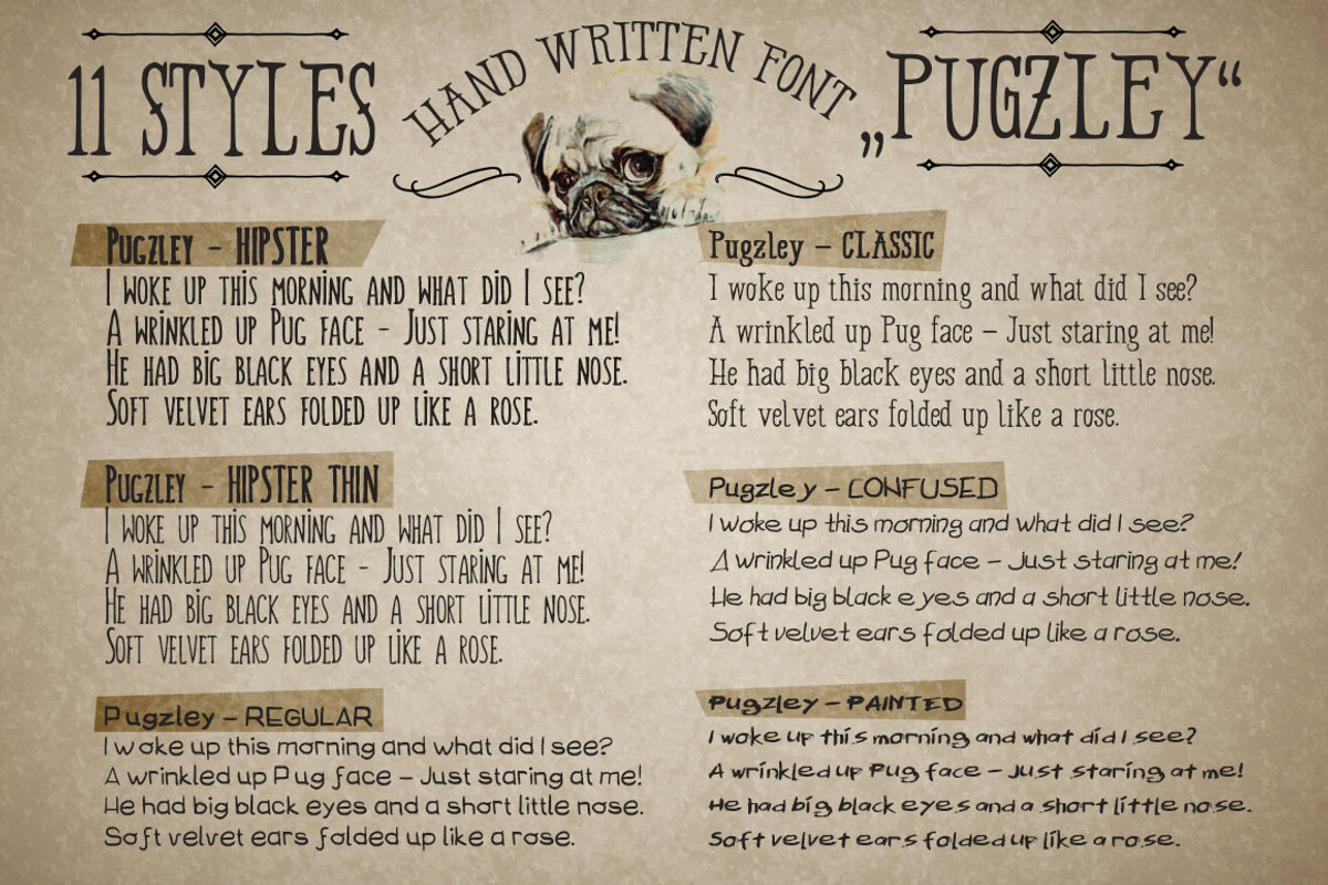 11 Handmade Font Family "Pugzley" preview 2
