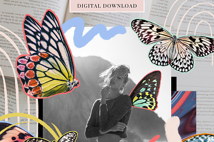 Butterflies Collage Clipart Bundle