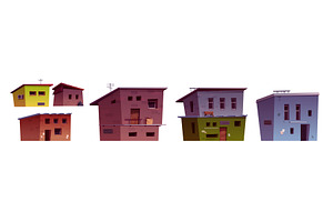 Poor Ghetto City Street House Vector