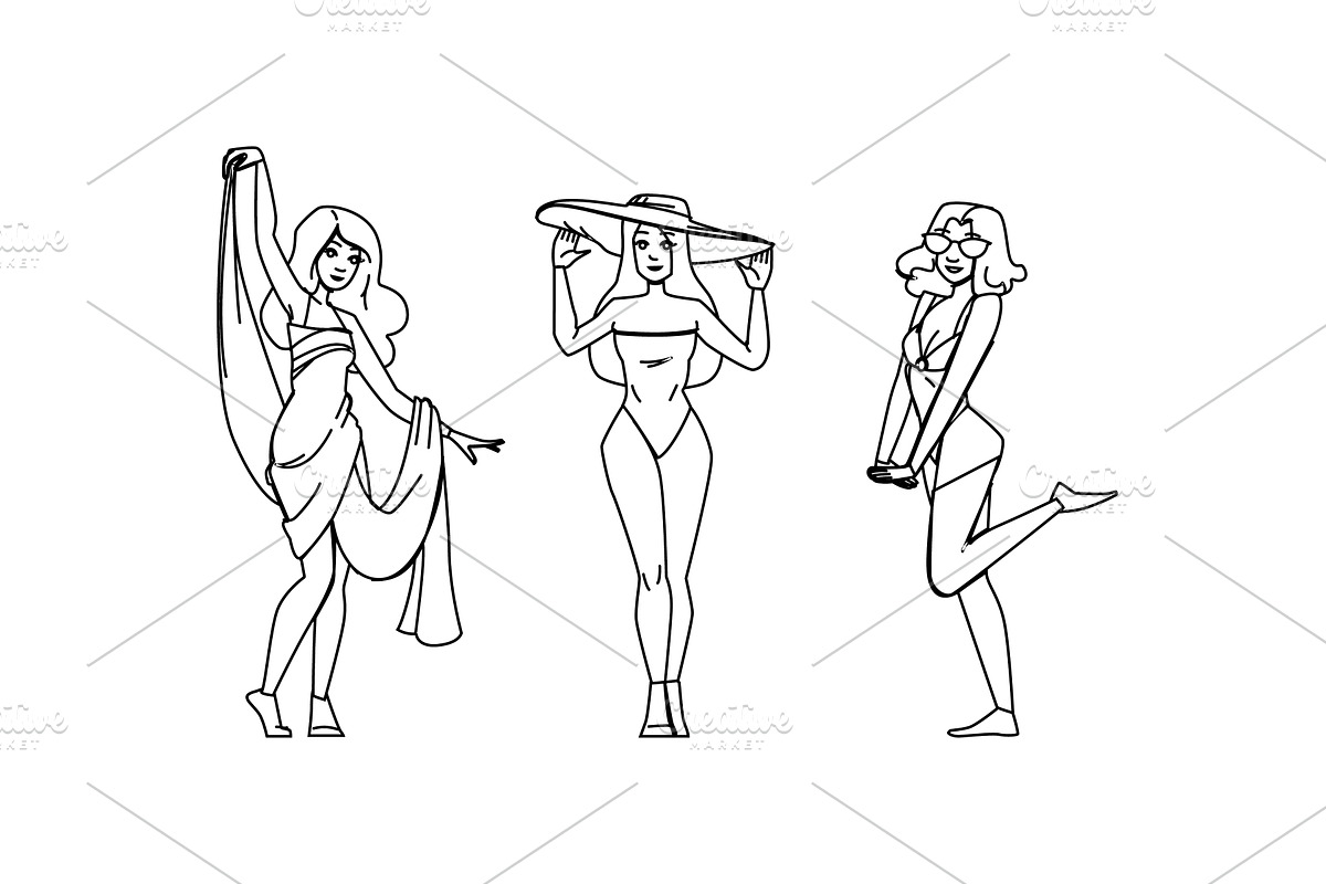 body woman swimsuit vector, a Person Illustration by pikepicture
