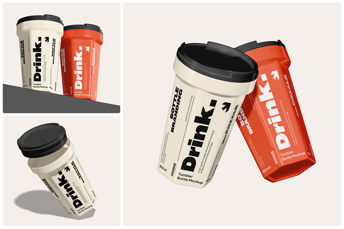 Tumbler Drink Bottle Mockup, a Merchandise Mockup by Unerispace (Photo 1 of 5)