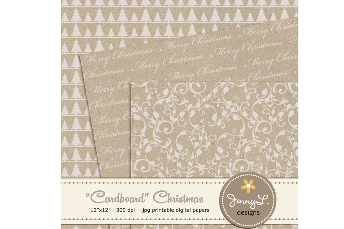 Cardboard Christmas Digital Paper, a Pattern Graphic by JennyL Designs (Photo 2 of 4)