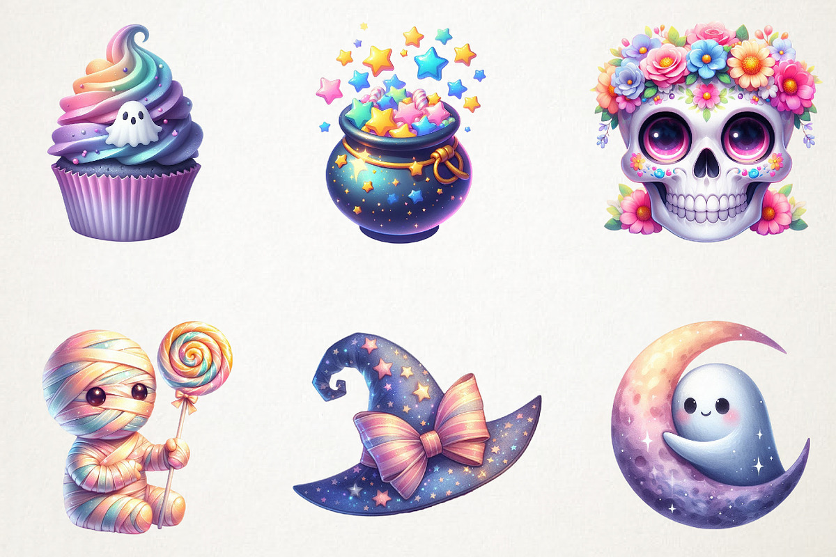 Cute Pastel Spooky Halloween Clipart, an Illustration by RobertsArt (Photo 3 of 7)