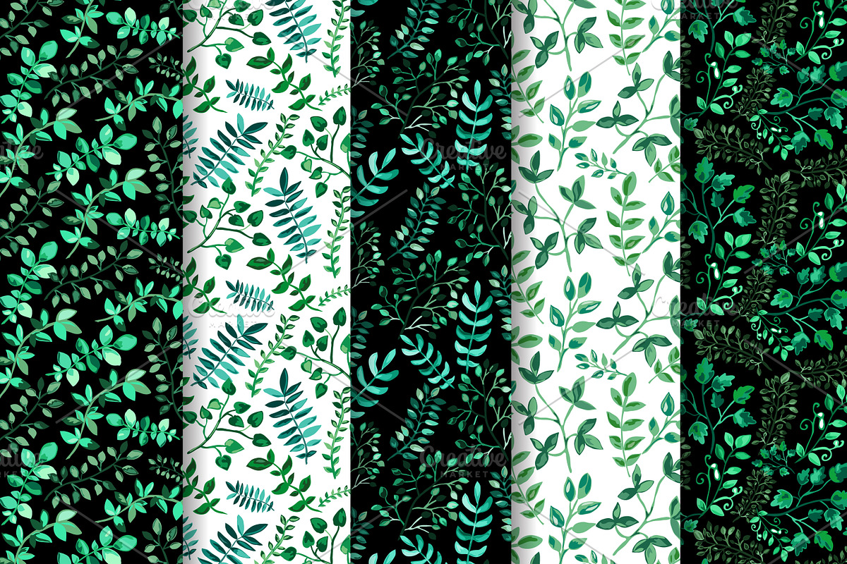 12 Green Leaves Seamless Patterns, a Pattern Graphic by Sunset&Sea Design (Photo 2 of 4)
