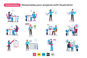Business teamworks. Flat vector Set, a Work Illustration by ÁRTICA (Thumbnail 2 of 5)