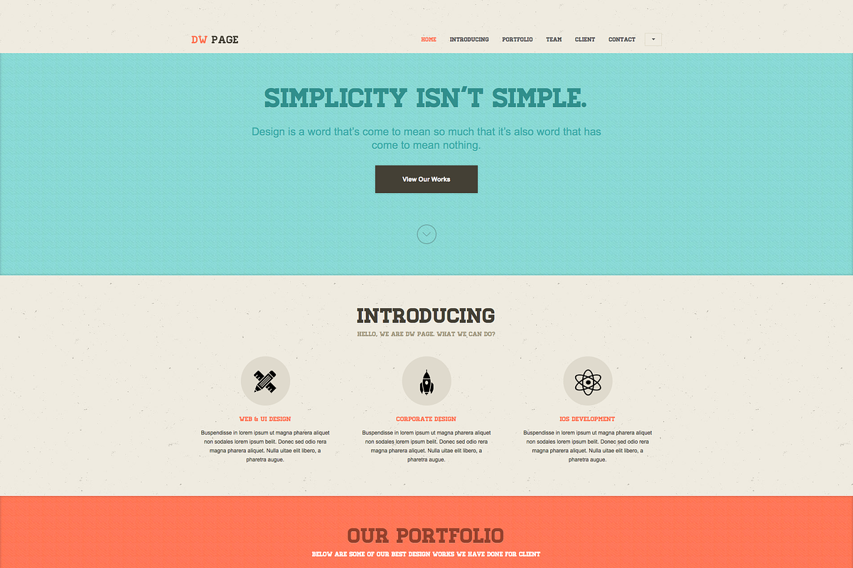 DW One Page Retro - WordPress Theme, a WordPress Template by DesignWall (Photo 1 of 3)