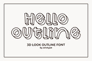 Hello Outline - Cute Outline 3D Font, a Handwritten Font by Airotype (Thumbnail 1 of 9)