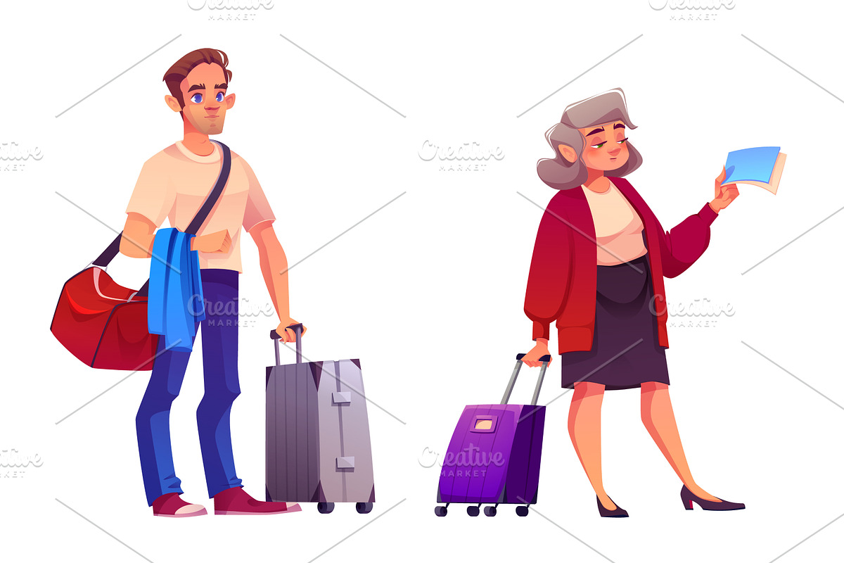 People travel with suitcase. Woman, a Person Illustration by art PVP - market