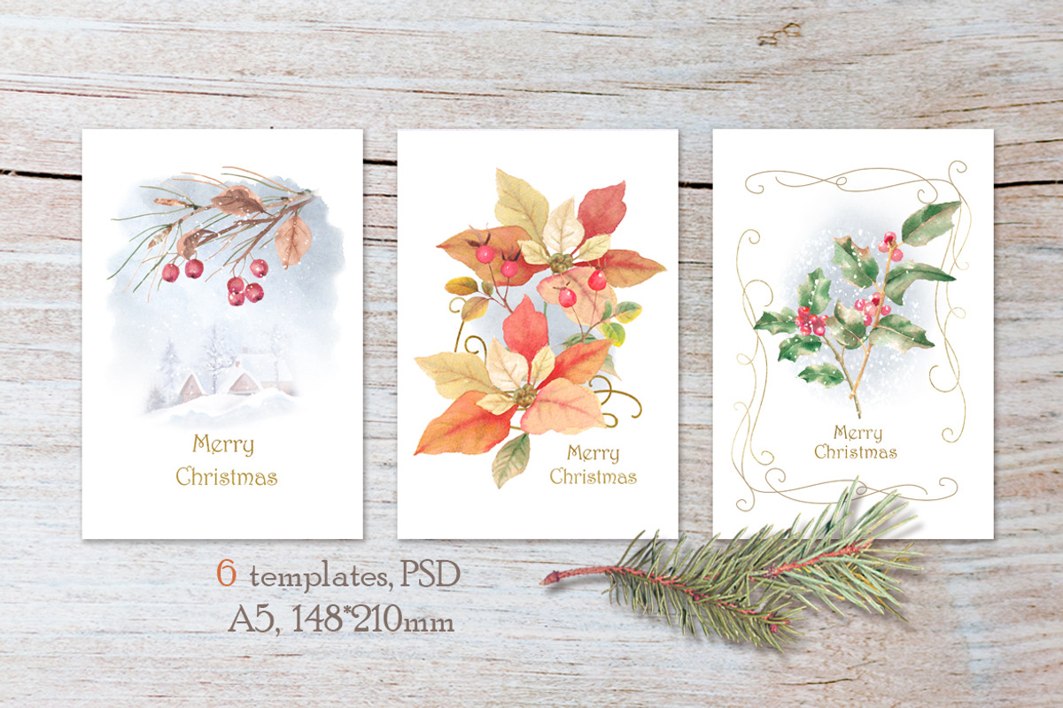 RetroChristmas PSD templates, a Card Template by oKOLOstyle (Photo 2 of 3)