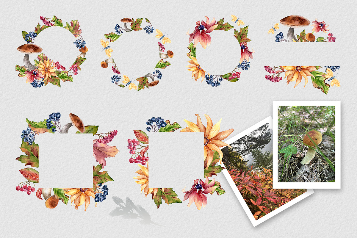 Autumn flowers watercolor clipart, an Illustration by Kate Lanbina (Photo 9 of 22)