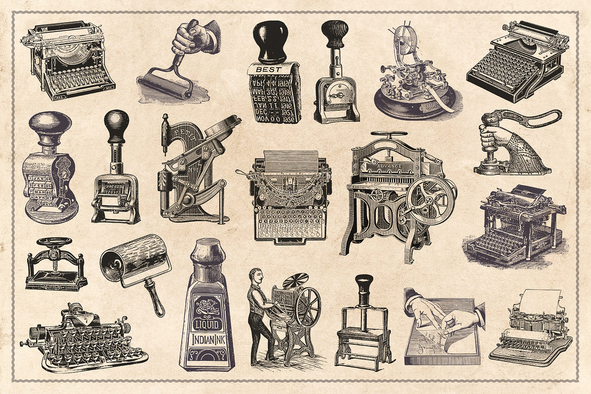 61 Vintage Printing Vectors, an Illustration by Brigantine Designs (Photo 4 of 6)