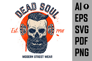 Dead Soul. Bearded Skull SVG