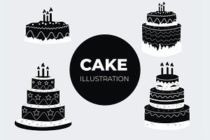 Birthday Cake Silhouette Collection, a Decorative Illustration by nandinigraphics