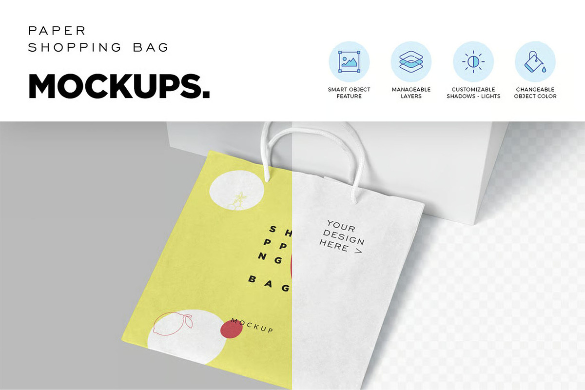 Square Kraft Shopping Bag Mockup, a Packaging Mockup by megostudi0 (Photo 7 of 7)