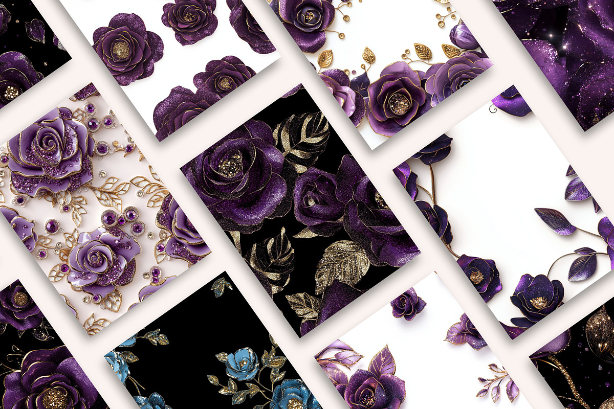 3D Sequin Purple Roses Patterns, a Pattern Graphic by PrintablesByFranklyn (Photo 5 of 6)
