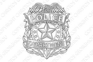Police Badge Shield Star Sheriff Cop, an Object Illustration by Christos Georghiou