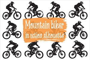 Extreme Mountain Biking Silhouette, an Illustration by jahid234