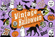 Vintage Halloween Clipart & Patterns, a Seasonal Illustration by Ashley Katrina (Thumbnail 1 of 15)