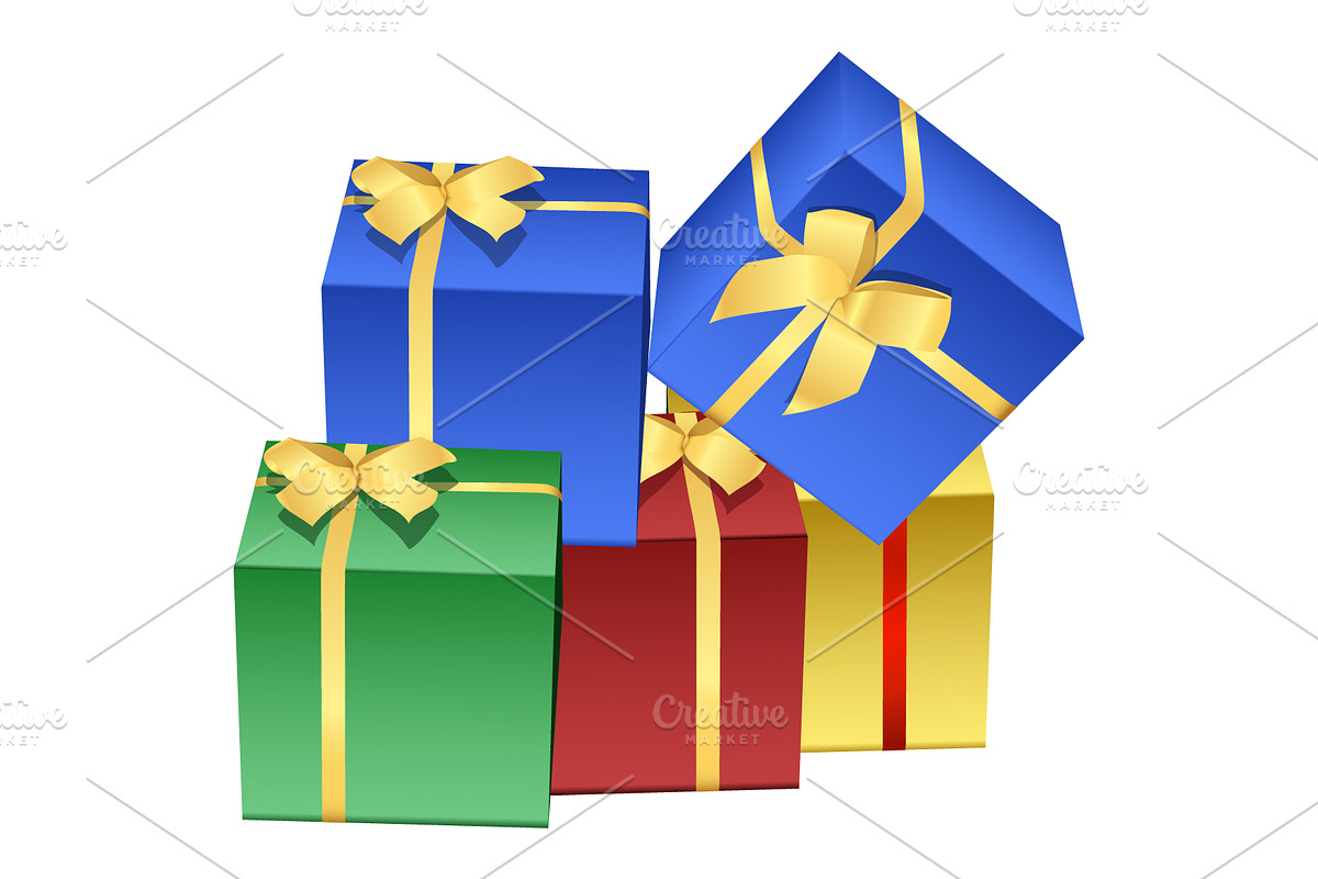 Gift Boxes with Ribbon Bow, a Decorative Illustration by Ghagra (Photo 1 of 4)