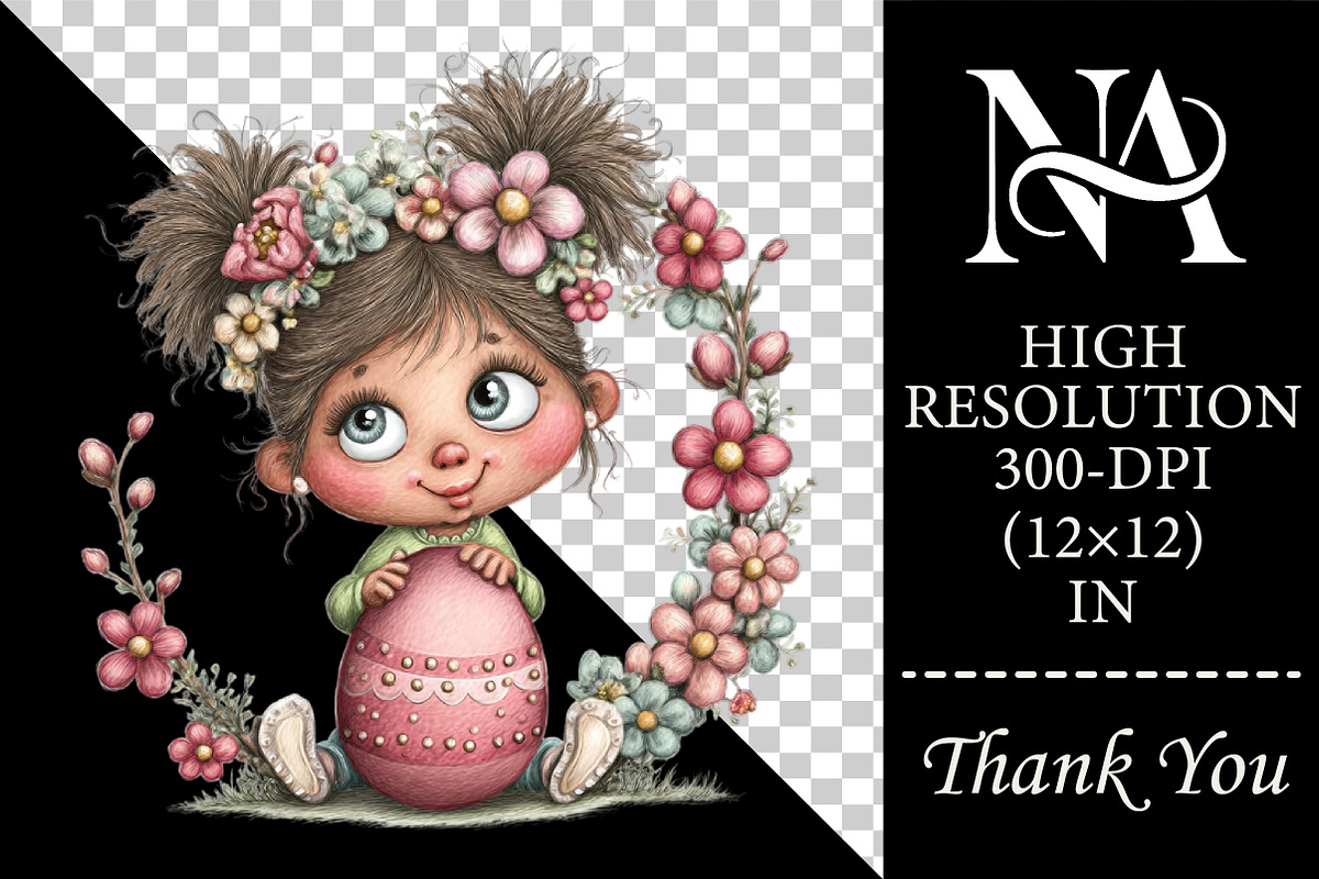 Whimsical Easter Girl Clipart Png, a Person Illustration by RobertsArt (Photo 2 of 6)