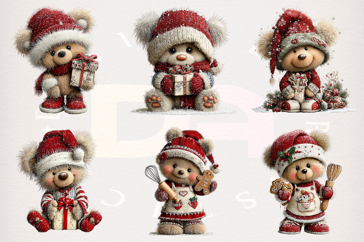 Whimsical Christmas Bear Clipart, a Transportation Illustration by Digital Artistic99 (Photo 2 of 7)