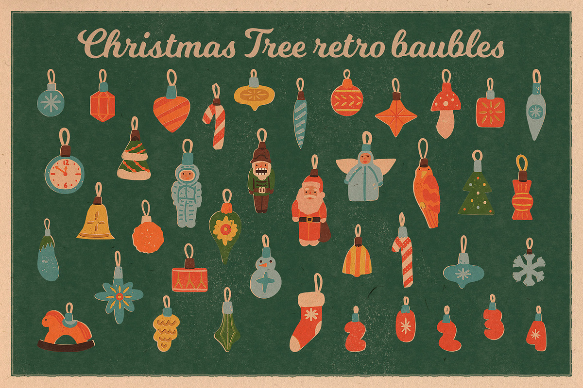 Retro Christmas Clipart & Graphics, a Seasonal Illustration by Paper Cherry (Photo 2 of 21)